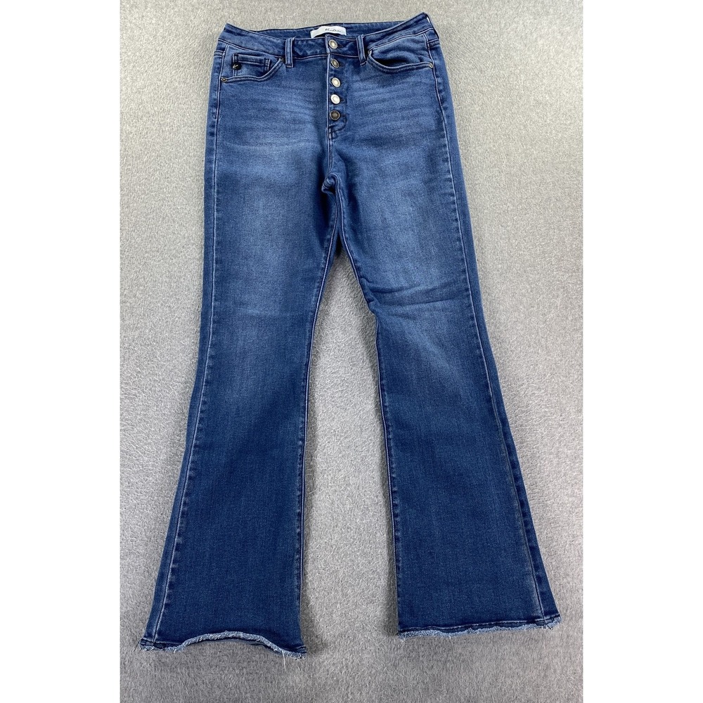 KanCan‎ Jeans Womens 13 Flare High Rise Stretch Denim Raw Hem Button Fly KC7138M